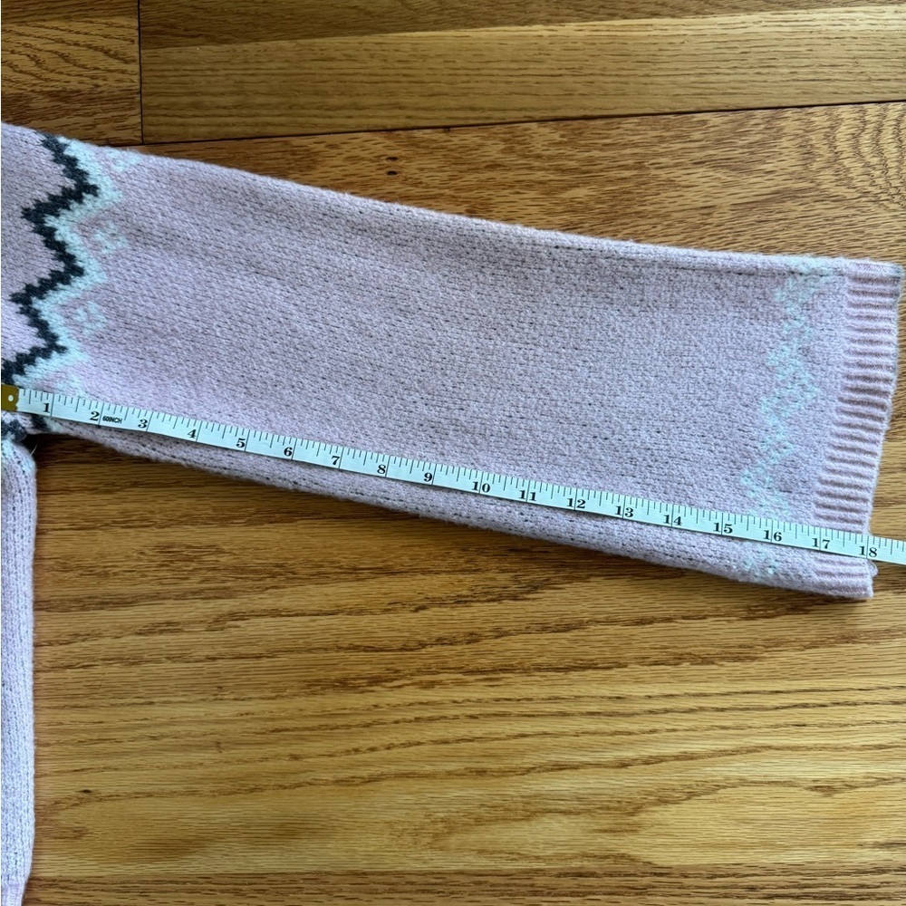 No Boundaries Pink White Bow Girly Fair Isle Rose Mist Cowl Neck Sweater Sz 8-10 - Picture 7 of 11